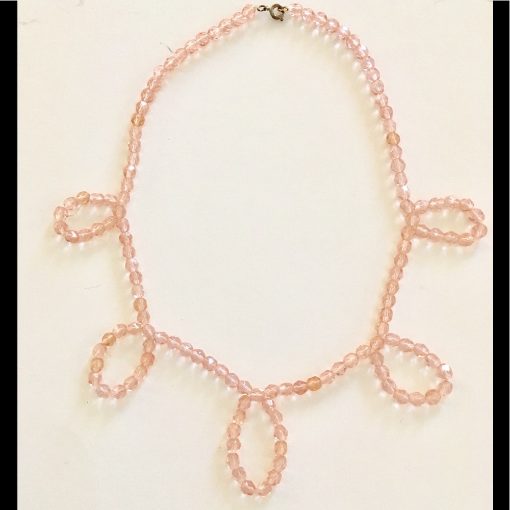 Vintage pink beaded necklace rare necklace vintage
